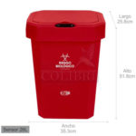 CONTENEDOR DE BASURA CON SENSOR (ROJO) RIESGO BIOLOGICO – 26L